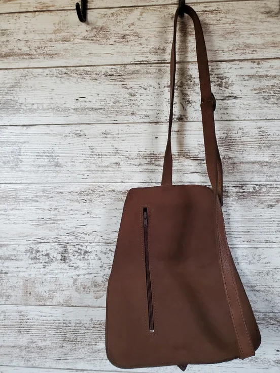 Vintage Handmade Full Grain Leather Messenger Crossbody Bag Satchel Brown - Picture 3 of 15